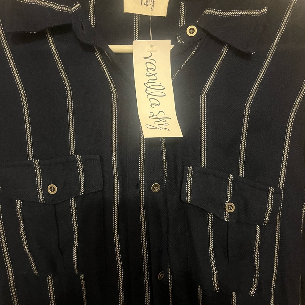 Vanilla Sky Navy Striped Shirt
